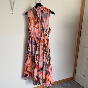 Torrid Vibrant High Neck Sleeveless Midi Dress - Pink and Orange Size 00